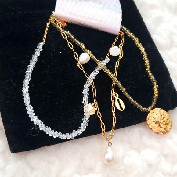 🆕️Anthro Seaside Anklets 3pc Gold 14k plated brass - Picture 7 of 11